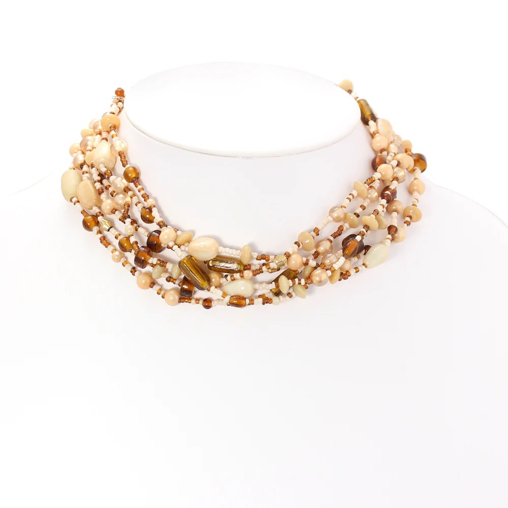 Brown Glass Beaded Necklace
